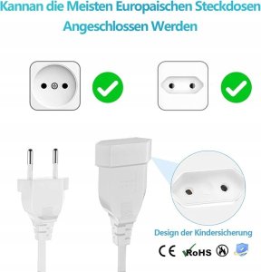 Vision Przedłużacz 150CM kabel sieciowy przewód zasilający Euro uniwersalny biały 2