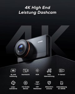 Wideorejestrator Dod Tech Kamera samochodowa 4K, wideorejestrator, czujnik G-Sensor iZEEKER czarna 3