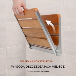 TD Systems Siedzisko prysznicowe składane dębowe mocne zestaw 41 cm 34 cm łazienka BHP 3