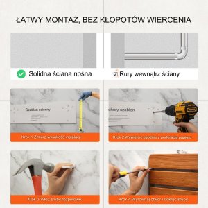 TD Systems Siedzisko prysznicowe składane dębowe mocne zestaw 41 cm 34 cm łazienka BHP 4