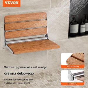 TD Systems Siedzisko prysznicowe składane dębowe mocne zestaw 41 cm 34 cm łazienka BHP 7