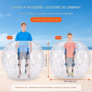 JOHN GMBH Kula bumper ball zorbing bąbelkowa ogrodowa 1.5 m przeźroczysta premium 6
