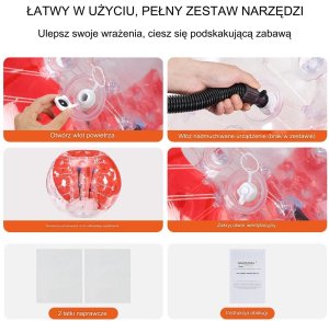 JOHN GMBH Kula bumper ball zorbing bąbelkowa ogrodowa dmuchana 1.5 m czerwona Premium 4