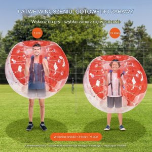 JOHN GMBH Kula bumper ball zorbing bąbelkowa ogrodowa dmuchana 1.5 m czerwona Premium 7