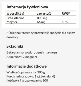 PURASANA (suplementy diety) MZ_Beta-Alanine bezsmakowy suplement diety 300g (5905806910513) 2