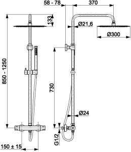 Zestaw prysznicowy momali Deszczownia premium z baterią natryskową termostatyczną KFA MOZA PVD BRUSHED NICKEL 5736-920-21 2