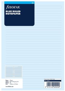 Filofax A5 Noteark Linjeret Bl�213x149x4mm 0,06kg (25stk) - (25 pce pr. uemballeret eller udpakket) (343001) 4