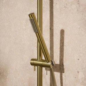 Zestaw prysznicowy momali Deszczownia premium z baterią natryskową termostatyczną KFA Moza 5736-920-39, Brushed Light Gold PVD 3
