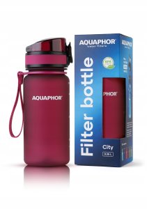 Aquaphor Butelka Filtrująca Filtr Bidon CITY 350ml Bordowy Zestaw 5 Wkładów 2