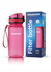 Aquaphor Butelka Filtrująca Filtr Bidon CITY 350 ml Różowa Zestaw 3 Wkłady 4