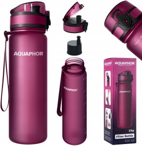 Dzbanek filtrujący Aquaphor Amethyst 2,8 l wiśniowy + butelka filtrująca City 0,5 l bordowa 3