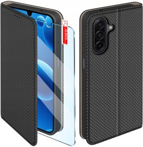 krainaGSM Etui Magnet Do Samsung A18 Zamykane Czarne Futerał + Szkło 9H 2