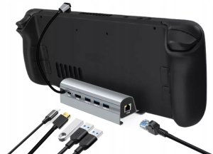 Tradebit HUB 6w1 Adapter USB-C HDMI 4k 60Hz USB 3.1 PD 60W stworzony do Steam Decka (6815) 3