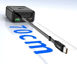 Ładowarka Tradebit Wieloportowa Ładowarka Sieciowa GaN 100W z Wbudowanym Kablem USB-C USB-A (7780) 3