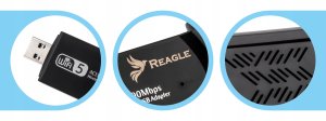 Karta sieciowa Reagle Zewnętrzna Karta Sieciowa WI-FI Adapter USB 3.2 WIFI 1300Mbps 2,4GHz 5GHz (5905261351906) 2