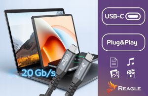Kabel USB Reagle USB-C 50CM Szybkie ładowanie PD 240W QC 4.0 USB 3.2 typ C 20Gbps 4K144Hz (5905261350763) 3