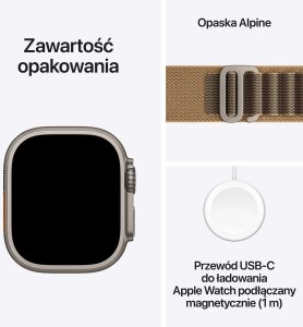 Smartwatch Apple Watch Ultra 4 GPS + Cellular 49mm Natural Titanium / Alpine Loop M Piaskowy  (MJAF4QP/A) 7