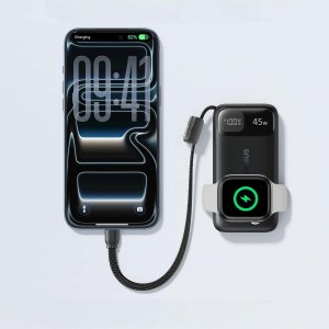 Powerbank Baseus LiPo PowerBank EnerFill FT31 10000mAh 45W z zintegrowanym kablem USB-C + bezprzewodową ładowarką do smartwatcha czarny (E0032102) 3
