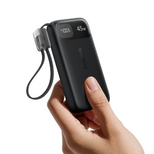 Powerbank Baseus LiPo PowerBank EnerFill FT31 10000mAh 45W z zintegrowanym kablem USB-C + bezprzewodową ładowarką do smartwatcha czarny (E0032102) 5