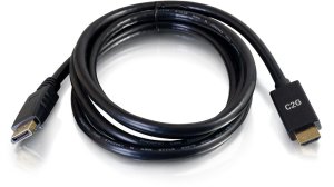 Kabel C2G 6ft DisplayPort to HDMI Cable - DP to HDMI Adapter Cable - DisplayPort 1.2a HDMI 1.4b - 4K 30Hz - M/M - Kabel adaptera - DisplayPort męski na HDMI męski - 1.83 m - Czarny - pasywny, obsługa 4K (CG54433) 4
