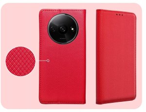Hello Case Etui z Klapką Do Xiaomi Redmi A3 (Czerwone, Zamykane, Magnetyczne) Szkło (BNDL5225) 4