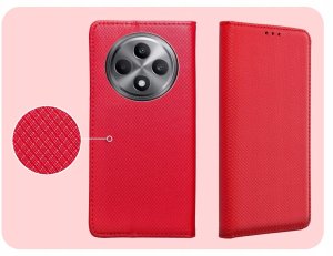 Hello Case Etui z Klapką Do Oppo Reno12 F 4G / 5G / FS 4G / 5G (Czerwone) Szkło (BNDL4551) 4