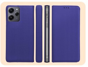 Hello Case Etui z Klapką Do Xiaomi Redmi 12 4G / 5G (Granatowe, Magnetyczne) Szkło (BNDL4202) 6