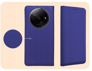 Hello Case Etui z klapką do Xiaomi Redmi A3 (granatowe, magnetyczne, zamykane) szkło (BNDL4177) 4