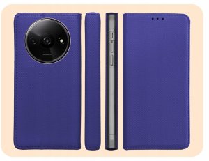 Hello Case Etui z klapką do Xiaomi Redmi A3 (granatowe, magnetyczne, zamykane) szkło (BNDL4177) 6