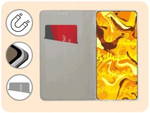 Hello Case Etui z klapką do Oppo A40 4G (granatowe, magnetyczne, zamykane) szkło (BUND2145) 3