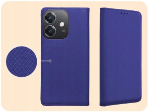 Hello Case Etui z klapką do Oppo A40 4G (granatowe, magnetyczne, zamykane) szkło (BUND2145) 4