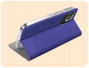 Hello Case Etui z klapką do Oppo A40 4G (granatowe, magnetyczne, zamykane) szkło (BUND2145) 5