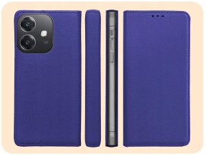 Hello Case Etui z klapką do Oppo A40 4G (granatowe, magnetyczne, zamykane) szkło (BUND2145) 6