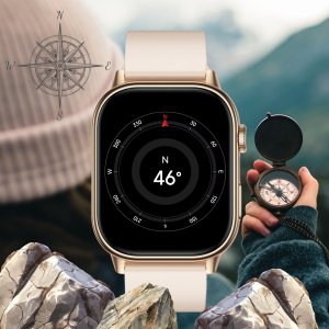 Smartwatch Rubicon Zestaw damski zegarek smartwatch F42 -GPS- beżowy + bransoletka (RNCF42-BEIGE-TB2-NE) 5