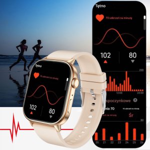 Smartwatch Rubicon Zestaw damski zegarek smartwatch F42 -GPS- beżowy + bransoletka (RNCF42-BEIGE-TB2-NE) 6