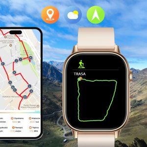 Smartwatch Rubicon Zestaw damski zegarek smartwatch F42 -GPS- beżowy + bransoletka (RNCF42-BEIGE-TB2-NE) 8