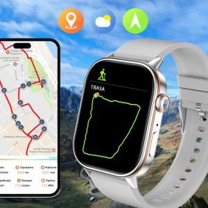 Smartwatch Rubicon Zestaw damski zegarek Smartwatch F42 -GPS- szary/srebrny + bransoletka (RNCF42-SILVER-TB2-NE) 11