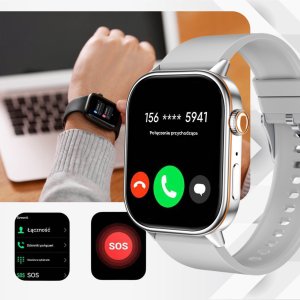 Smartwatch Rubicon Zestaw damski zegarek Smartwatch F42 -GPS- szary/srebrny + bransoletka (RNCF42-SILVER-TB2-NE) 4