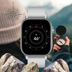 Smartwatch Rubicon Zestaw damski zegarek Smartwatch F42 -GPS- szary/srebrny + bransoletka (RNCF42-SILVER-TB2-NE) 5