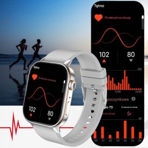 Smartwatch Rubicon Zestaw damski zegarek Smartwatch F42 -GPS- szary/srebrny + bransoletka (RNCF42-SILVER-TB2-NE) 6