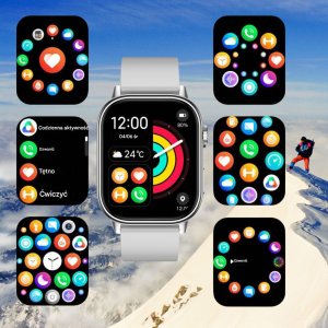 Smartwatch Rubicon Zestaw damski zegarek Smartwatch F42 -GPS- szary/srebrny + bransoletka (RNCF42-SILVER-TB2-NE) 10