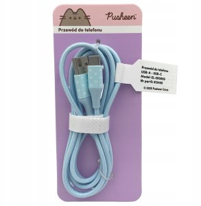 Kabel USB Huslog USB-A-USB-C Pusheen 1,5 m, niebieski (5902983633563) 2