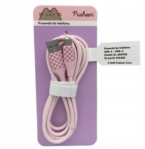 Kabel USB Huslog USB-A-USB-C Pusheen 1,5 m, różowy (5902983633556) 2