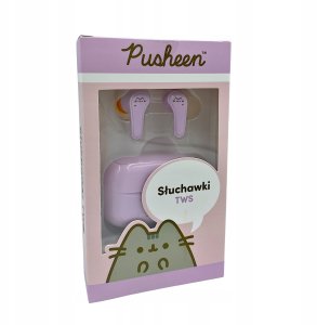 Słuchawki Huslog Bezprzewodowe TWS Pusheen z etui, fioletowe (5902983633600) 2