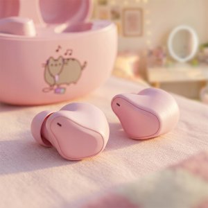 Słuchawki Huslog Bezprzewodowe TWS Pusheen z etui, różowe (EMX-090956) 2