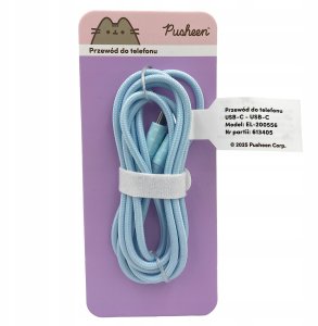 Kabel USB Huslog USB-C-USB-C Pusheen 1,5 m, niebieski (5902983633532) 2