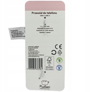 Kabel USB Huslog USB-C-USB-C Pusheen 1,5 m, niebieski (5902983633532) 3