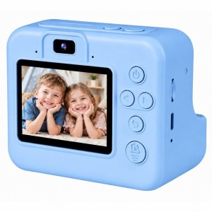 LeanToys Aparat cyfrowy dla dzieci z drukarką natychmiastową 4 rolki smycz niebieski 4