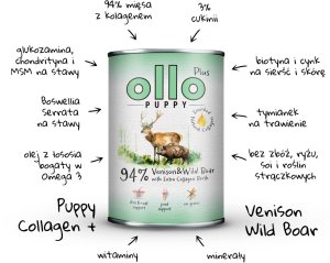 Ollo Plus Puppy Kolagen Jeleń i Dzik 200g 2