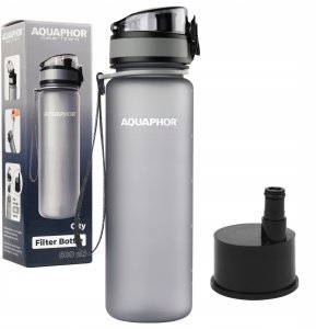 Aquaphor 2x Butelka filtrująca City 0,5L Bidon na wodę, Szara i Zielona 2